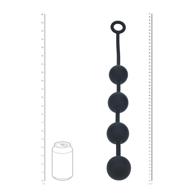 Shots Round Silicone Anal Balls - Łańcuszek analny, Czarny, 46.5 cm