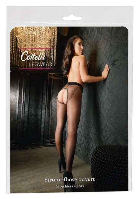 Колготки Cotelli Collection Crotchless Tights, 4 (чорний)