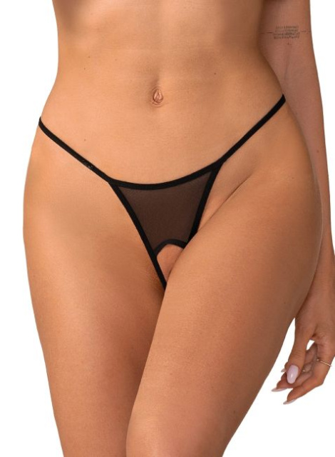 Стринги Obsessive Zaliya otwarte, L/XL (черный)