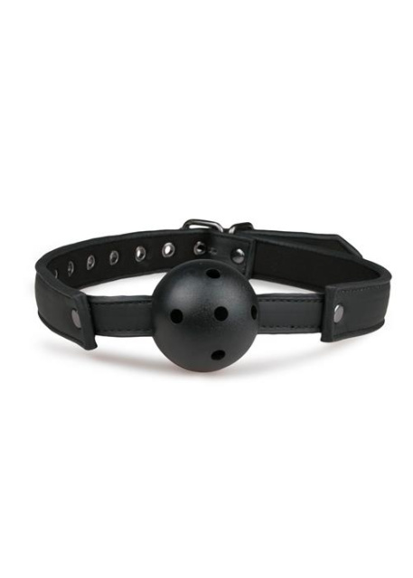 Easytoys Ball Gag Plastic Gag With Air Holes - Knebel z kulką, Czarny, 61.5 cm