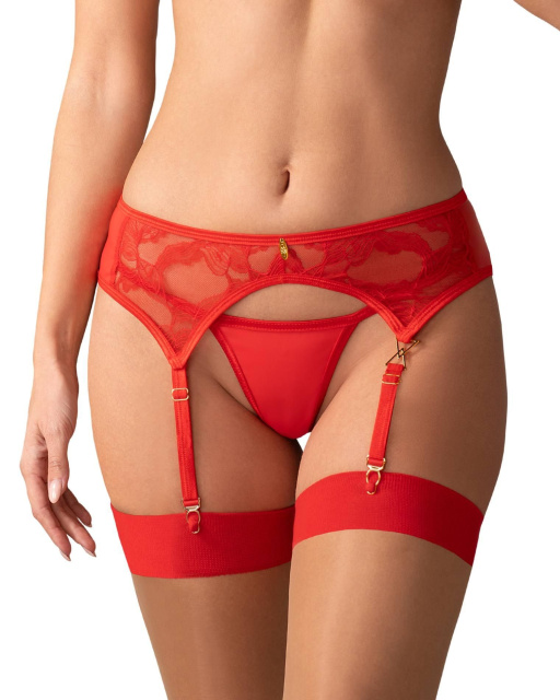 Пояс для чулок Obsessive Aliosa, L/XL (красный)