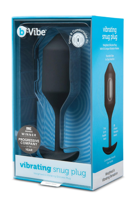 B-Vibe Vibrating Snug Plug 4 - Korek analny z wibracjami, Czarny, 15 cm
