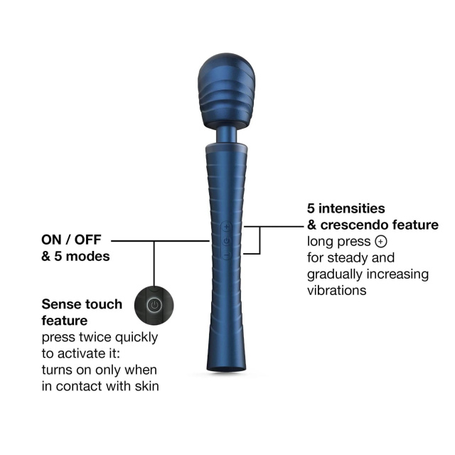 Вібромасажер Dorcel Man.wand Edgy, 30 см (синій)