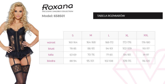 Комплект білизни Roxana Gorset i stringi 6585, L (чорний)