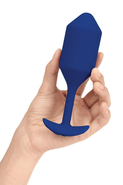 B-Vibe Vibrating Snug Plug 4 - Korek analny z wibracjami, Niebieski, 15 cm