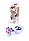 Металева анальна пробка Boss Jewellery, 7 см (рожевий)