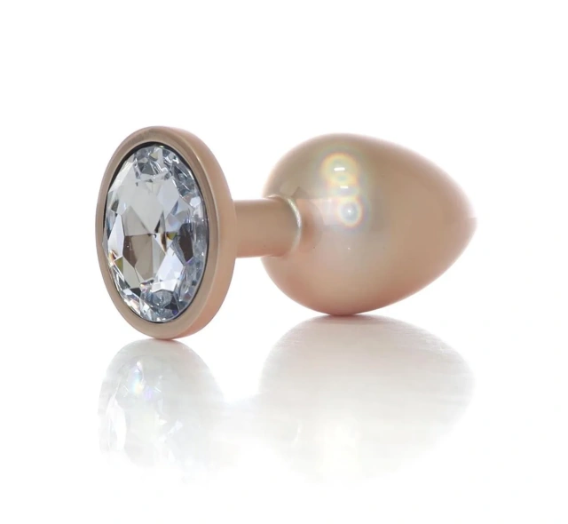 B - Series HeavyFun Jewellery Pearl Gold Plug Clear L - Korek analny, Złoto, 9 cm