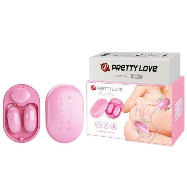 Pretty Love Fun Box - Zestaw jajek wibrujących, Jasnoróżowy, 5 cm