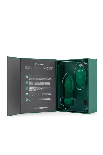 B-Vibe Vibrating Jewel Plug - Korek analny, Zielony, 10.5 cm, M/L