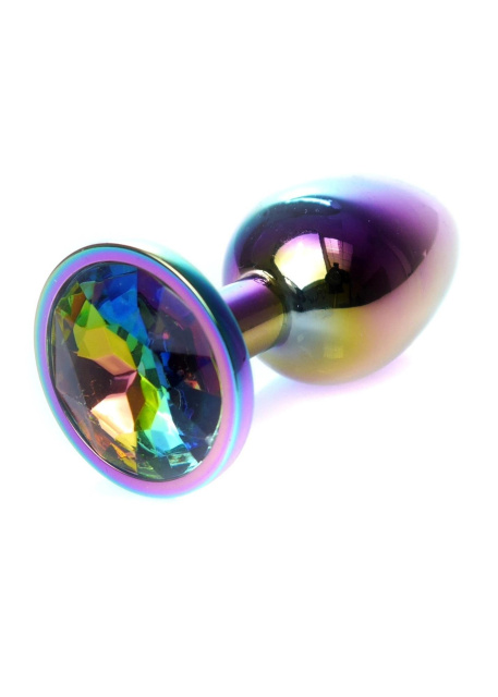 Анальна пробка з кристалом B - Series HeavyFun Plug-Jewellery Multicolour, 7 см (райдужний)