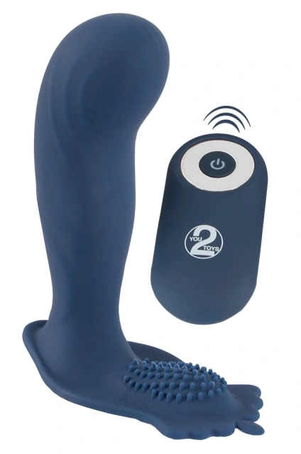 Стимулятор простати You2Toys Vibrating Butt Plug With Nubs, 11.7 см (синій)
