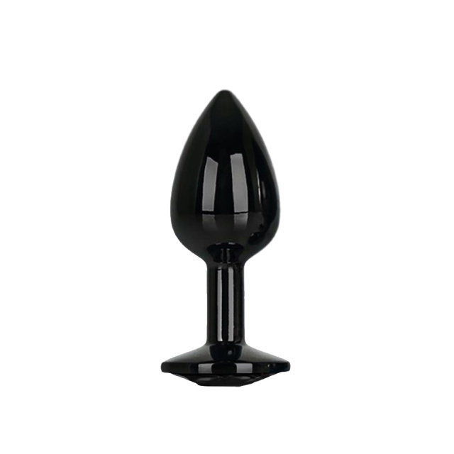 AFTERDARK Black Jewel - Korek analny z kryształkiem, Czarny, 7.2 cm, S