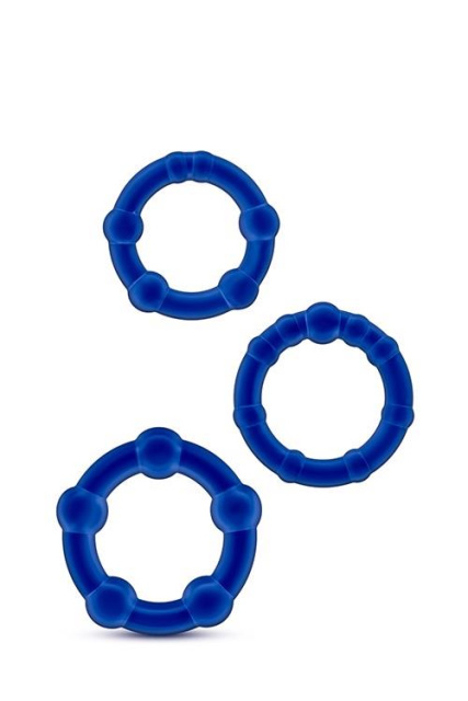 Набор эрекционных колец Stay Hard Beaded Cockrings, 3 шт (синий)