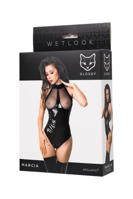 Боді Glossy Marcia Wetlook, L (чорний)