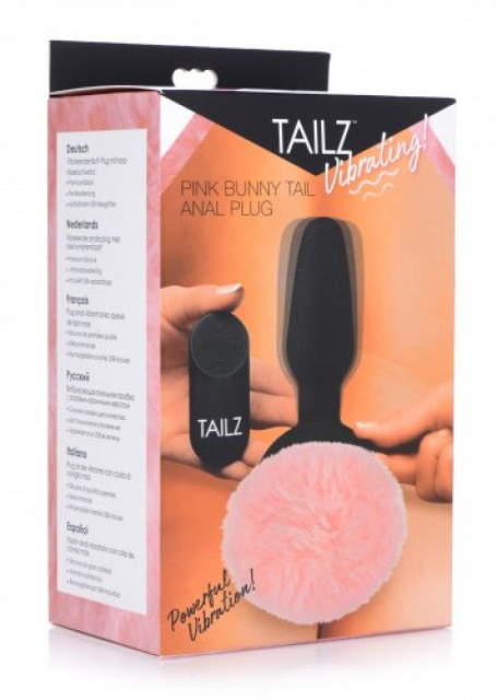Korek analny Tailz Pink Bunny Tail, 19 cm (czarny)
