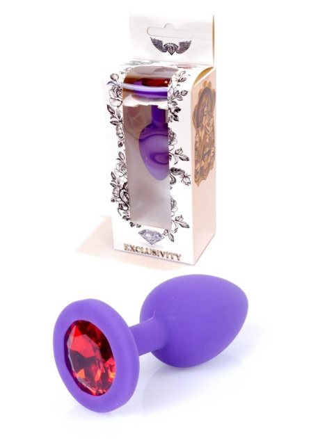 B - Series HeavyFun Boss Jewellery Silikon - Silikonowy korek analny z kryształem, Czerwony, 7 cm