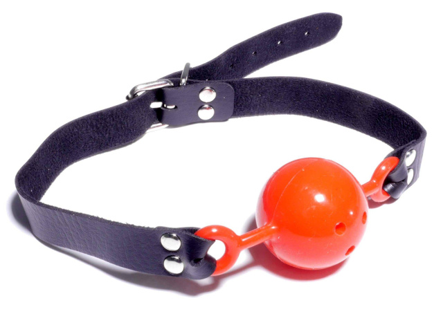 Fetish B - Series Ball Gag - Knebel z kulką, Czarny-Czerwony, 52 cm