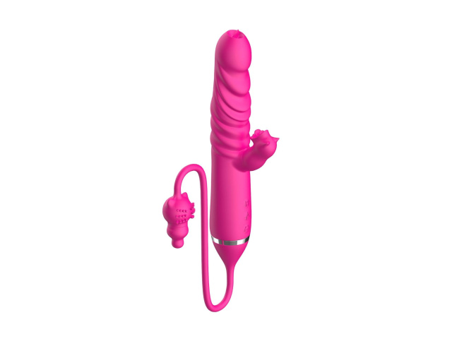 Boys of Toys Tongue licking Triple Stimulation Thrusting Vibrator - Wibrator, Różowy, 17.5 cm