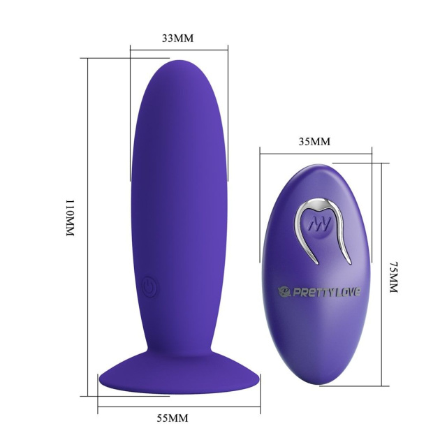 Pretty Love Remote Control Vibrating Plug Youth - Korek analny, Fioletowy, 11 cm