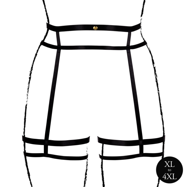 Пояс для панчіх Le Désir Double Strap Garter, Plus Size (чорний)