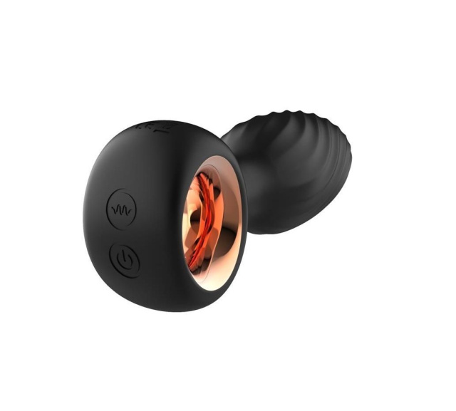 B - Series Cute Aisi Rotating Plug - Korek analny, Czarny, 10.9 cm