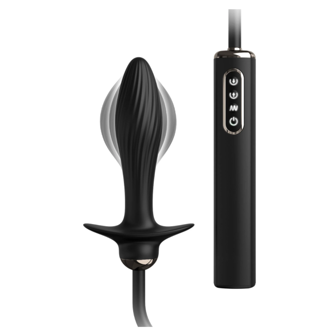 Анальна пробка Pipedream Auto-Throb Inflatable Vibrating Plug, 13 см (чорний)
