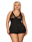 Koronkowy komplet erotyczny Obsessive Luvae, 2XL/3XL (czarny)