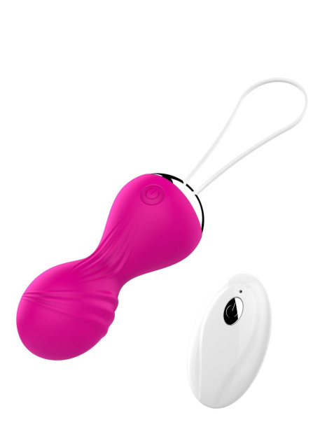 Boss Series Remote Control Tighten Vibrating Egg - Kulki gejszy, Różowy, 8 cm