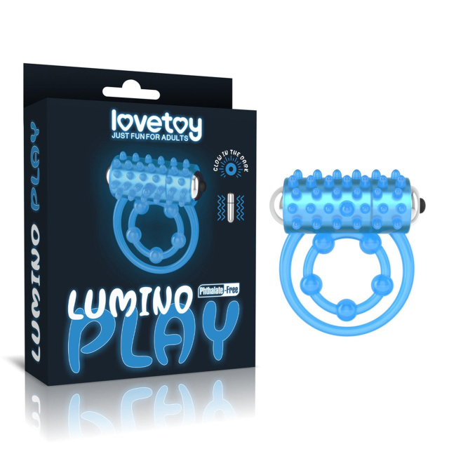 Двойное кольцо для пениса с вибрацией Lumino Play (голубой)