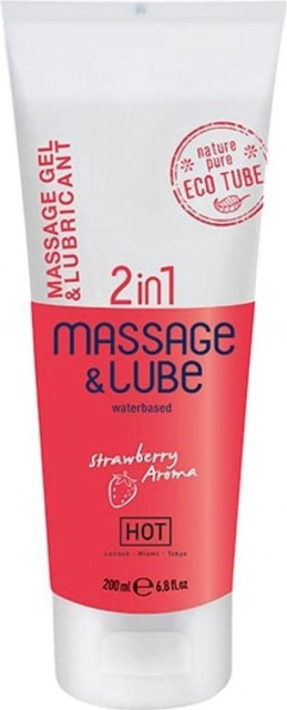 Лубрикант на водній основі HOT Massage & Glide Gel 2in1 полуниця, 200 мл