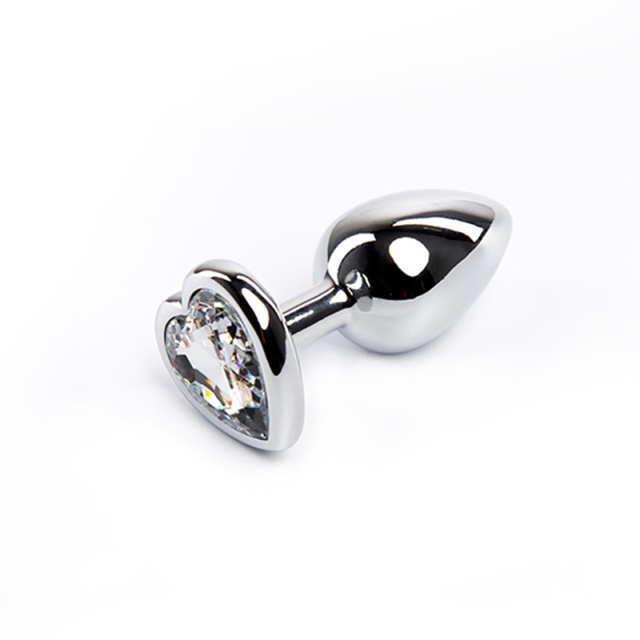 Fantasy Silver Butt Plug Heart-Shaped S - Korek analny, Biały, 7 cm, S