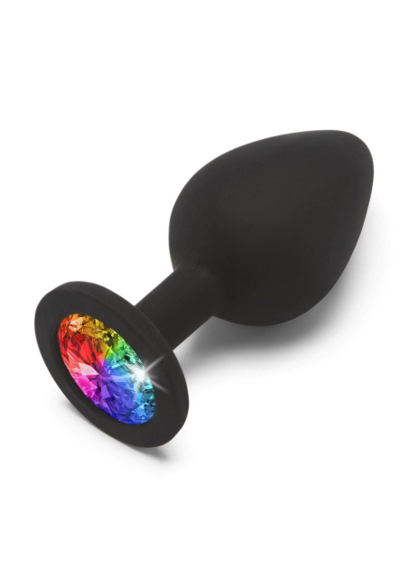 Анальна пробка з кристалом ToyJoy Rainbow Booty Jewel Medium, 8 см (чорний)