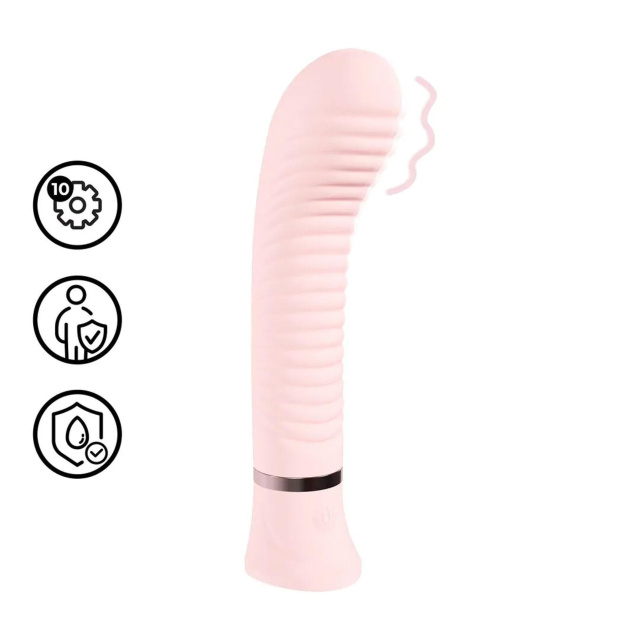 Вібратор Loveline Divine Ribbed G-Spot, 15.9 см (рожевий)