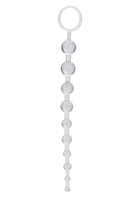 CalExotics X-10 Beads - Łańcuszek analny, Przezroczysty, 28 cm