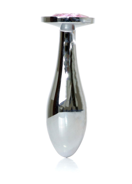 B - Series HeavyFun Jewellery Silver Plug Clear M - Korek analny, Różowy, 9.2 cm, M