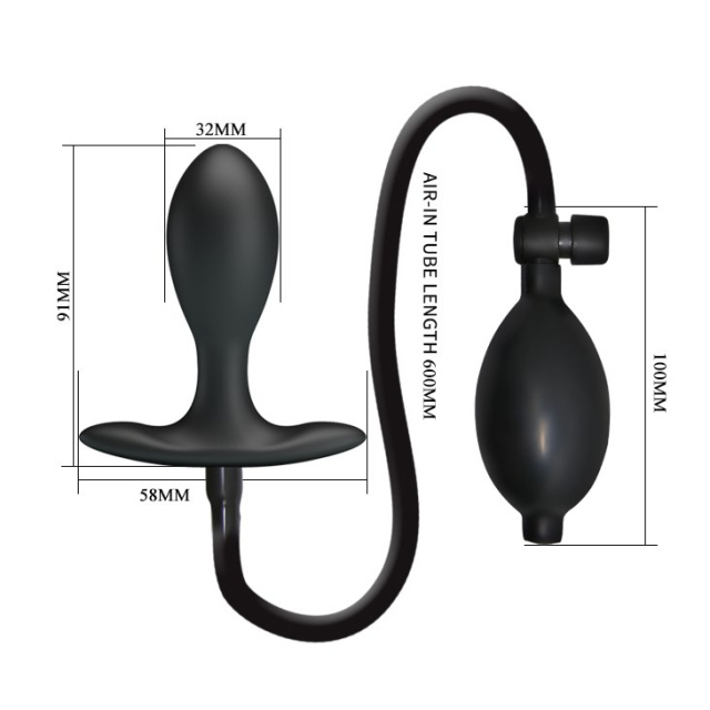 Pretty Love Inflatable Anal Plug - Korek analny, Czarny, 9.1 cm