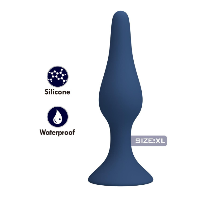 Mr. Play Slim Anal Plug - Korek analny, Niebieski, 15.4 cm, XL