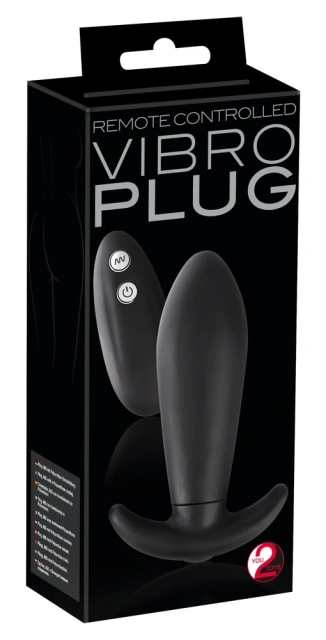 Korek analny Remote Controlled Vibro Plug, 12 cm (czarny)