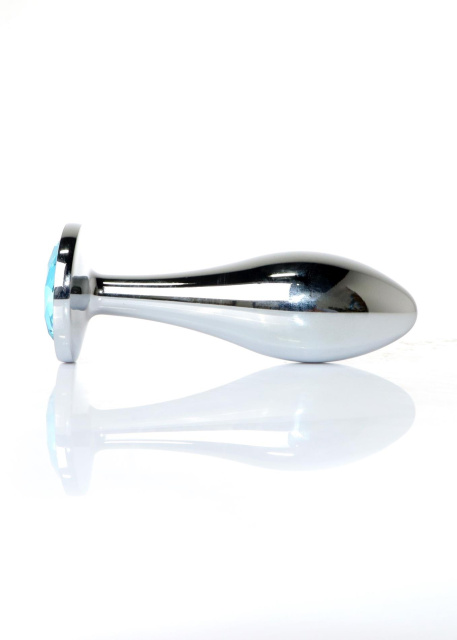 B - Series HeavyFun Jewellery Silver Plug Clear L - Korek analny, Niebieski, 10.5 cm