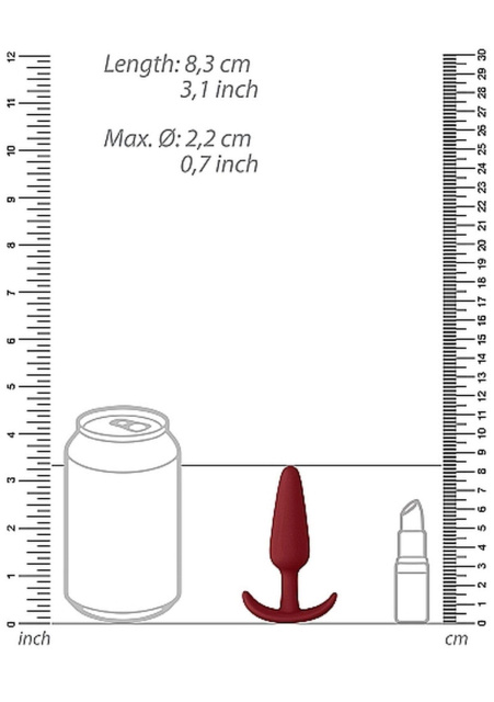ShotsToys Slim Butt Plug - Korek analny, Czerwony, 8.3 cm
