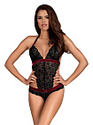 Koronkowe body Obsessive Rossita, S/M (czarny)