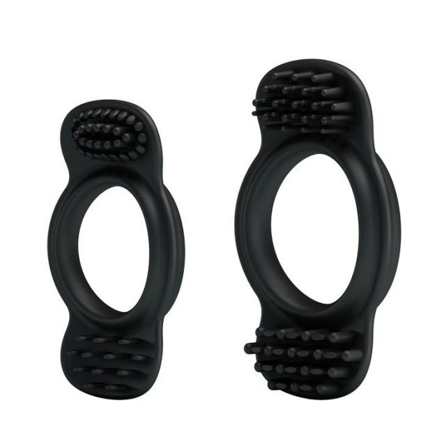 Эрекционное кольцо Baile Double Cock Ring, набор из 2 шт (черный)