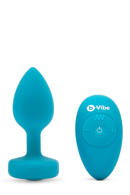 B-Vibe Vibrating Jewel Plug S/M - Korek analny, Turkus, 9.8 cm, S/M