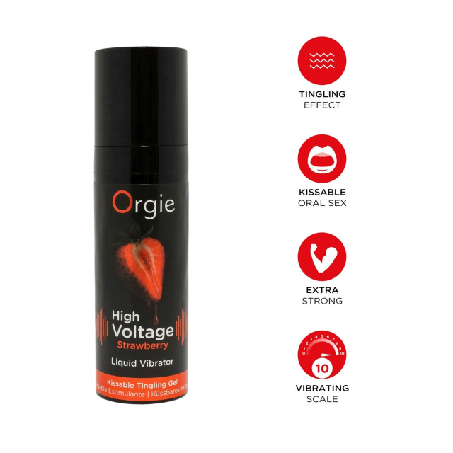 Orgie High Voltage Strawberry - Płynny wibrator, 15 ml