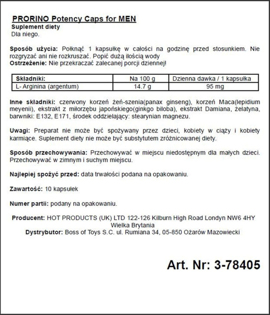 Hot Potency Caps for Men - Tabletki na potencję, Niebieski, Bezzapachowy