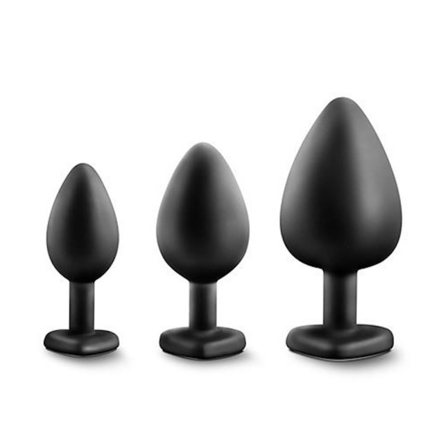 Набор анальных пробок Bling Plugs Trainer Kit, 3 шт (черный)