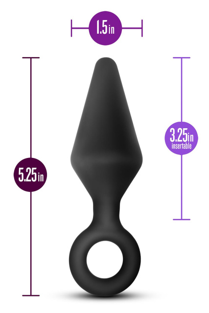 Korek analny Anal Adventures Platinum Loop Plug Large, 13.3 cm (czarny)
