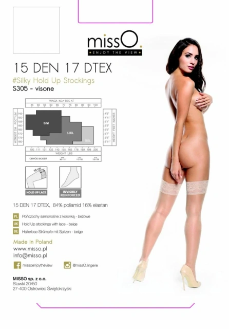 Чулки самодержащиеся MissO S305, L/XL (бежевый)