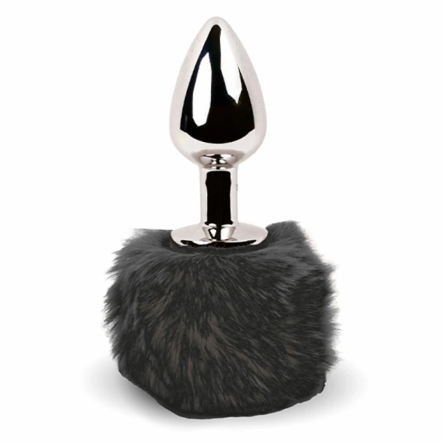 Korek analny FeelzToys Bunny Tails, 7 cm (czarny)