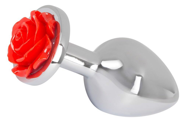 Korek analny Rose Butt Plug, 9 cm (srebro)